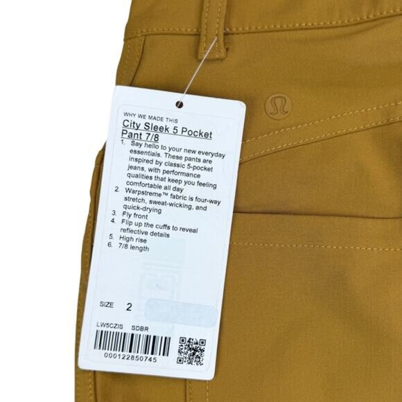 NWT LULULEMON City Sleek 5 Pocket 7/8 Pant Size 2 Spiced Bronze - Picture 9 of 9